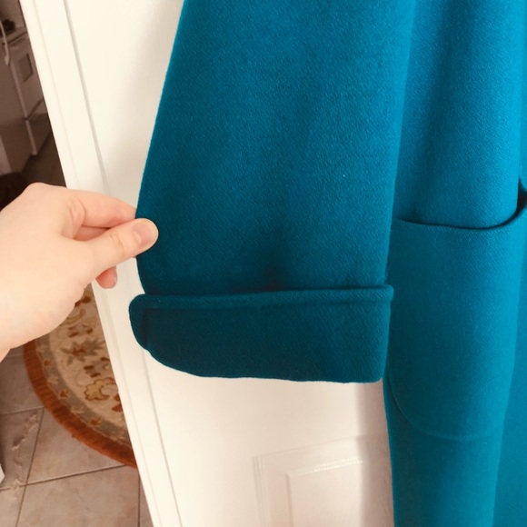 Electric blue 100% wool long coat made in USA - Picture 9 of 9